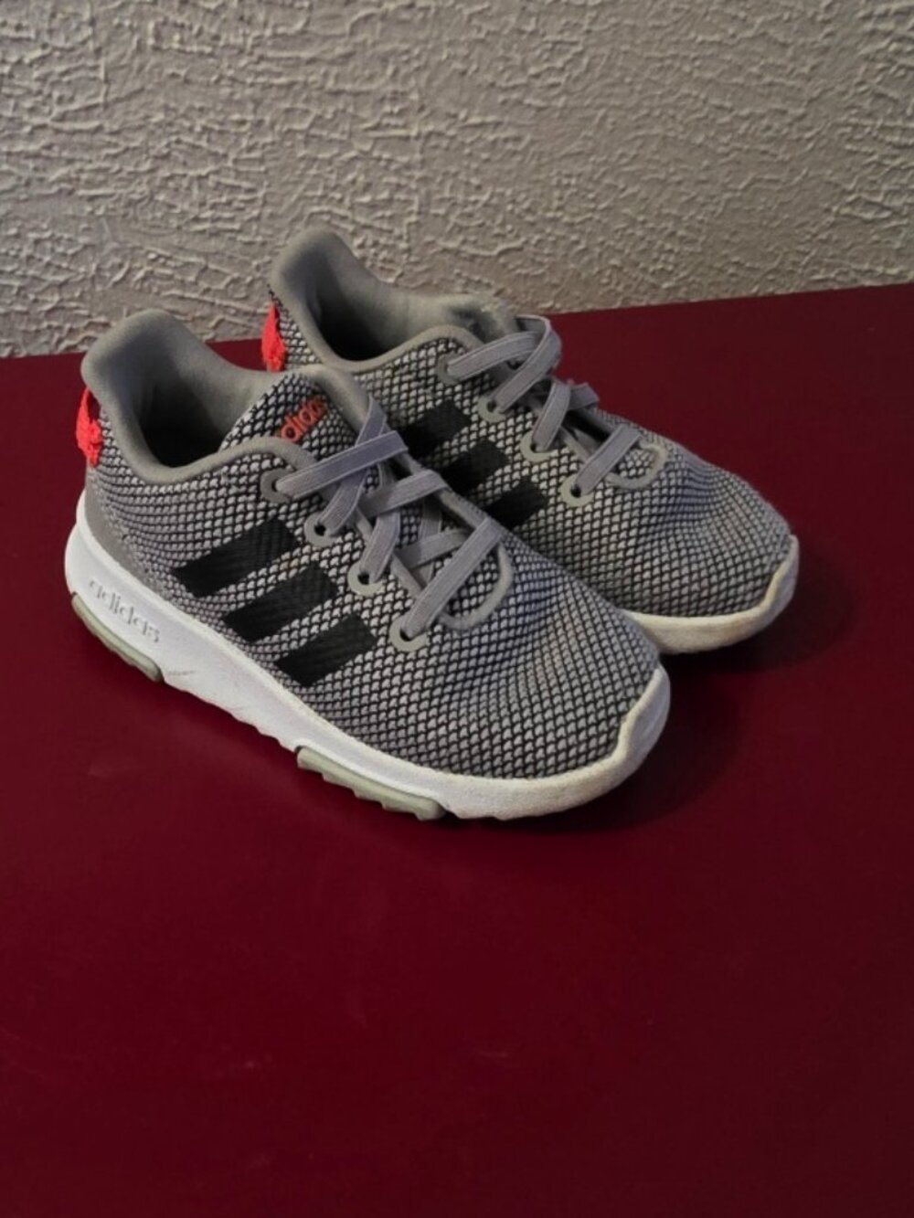 adidas neo Racer Trail Grey/Black/Orange, kids size 7